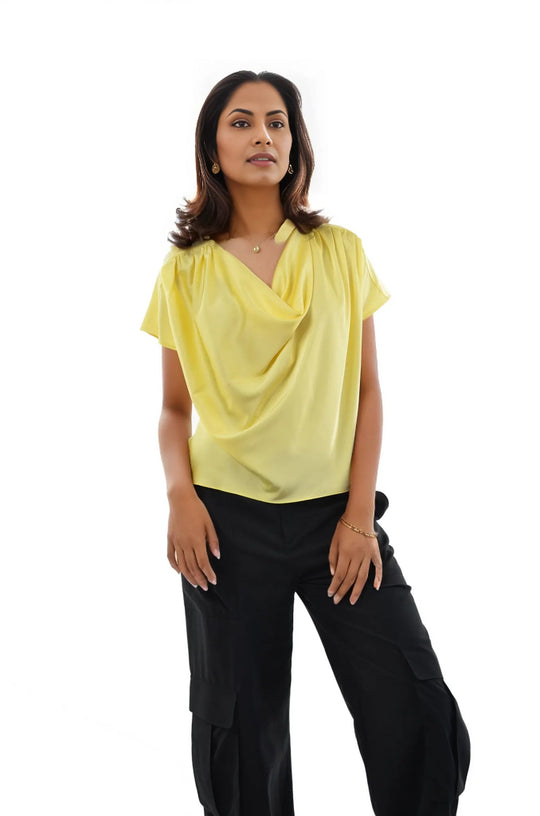 Tara Drape Neck Short Sleeve Blouse