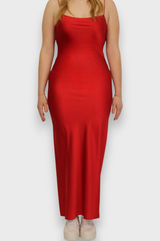 Spaghetti Strap Satin Maxi Dress