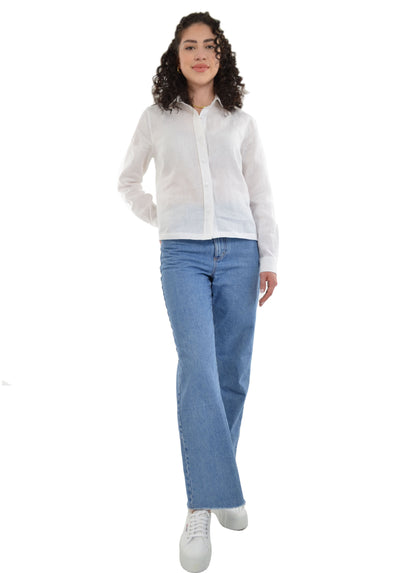 Cropped Linen Jacket Laundered for Extra Comfort