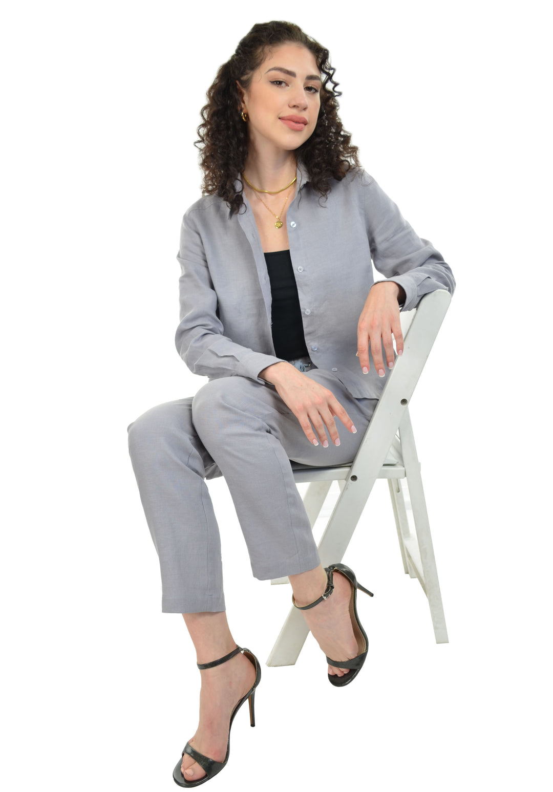 Relaxed Ankle Length Laundered Linen Pants with Pockets and Draw String