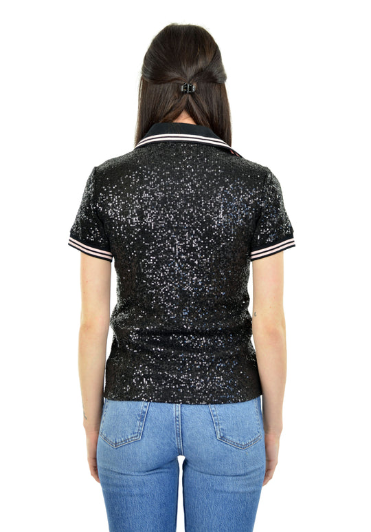 Aina Sequin Short Sleeve Polo T-Shirt