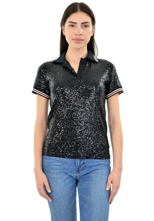Aina Sequin Short Sleeve Polo T-Shirt