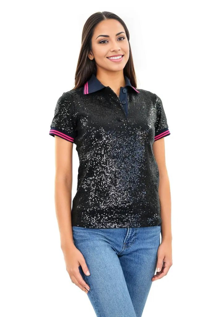 Aina Sequin Short Sleeve Polo T-Shirt