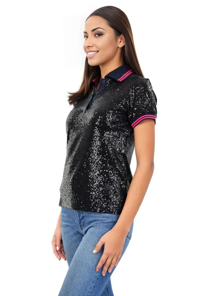 Aina Sequin Short Sleeve Polo T-Shirt
