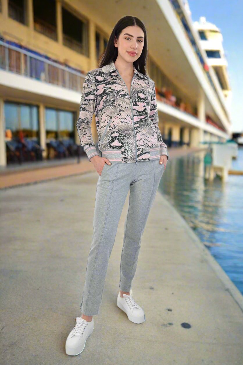 Marolli Priya Velour Python Print Jacket with French Terry Pant