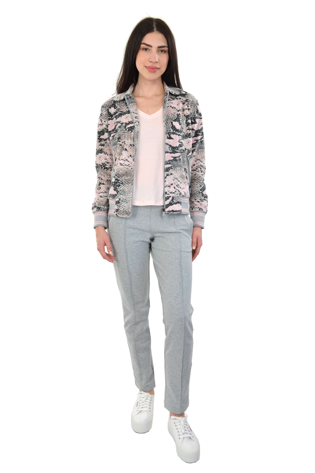 Marolli Priya Velour Python Print Jacket with French Terry Pant