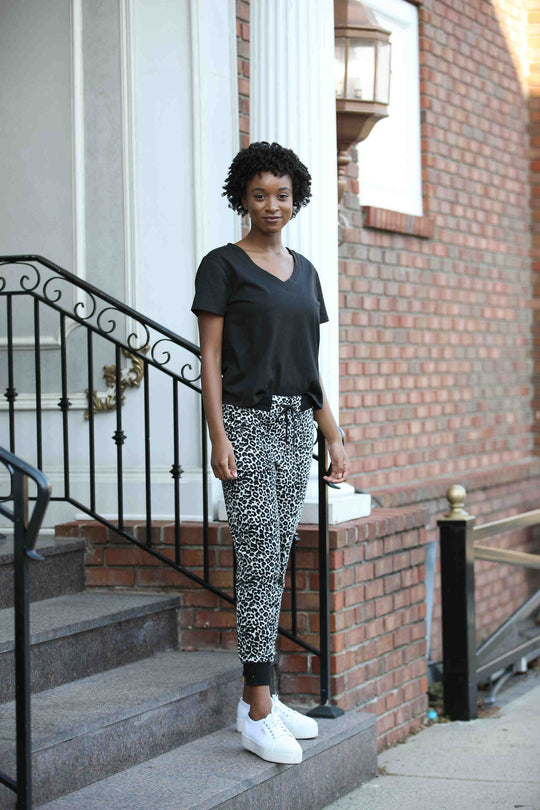 Kiara Leopard Print Velour Jogger