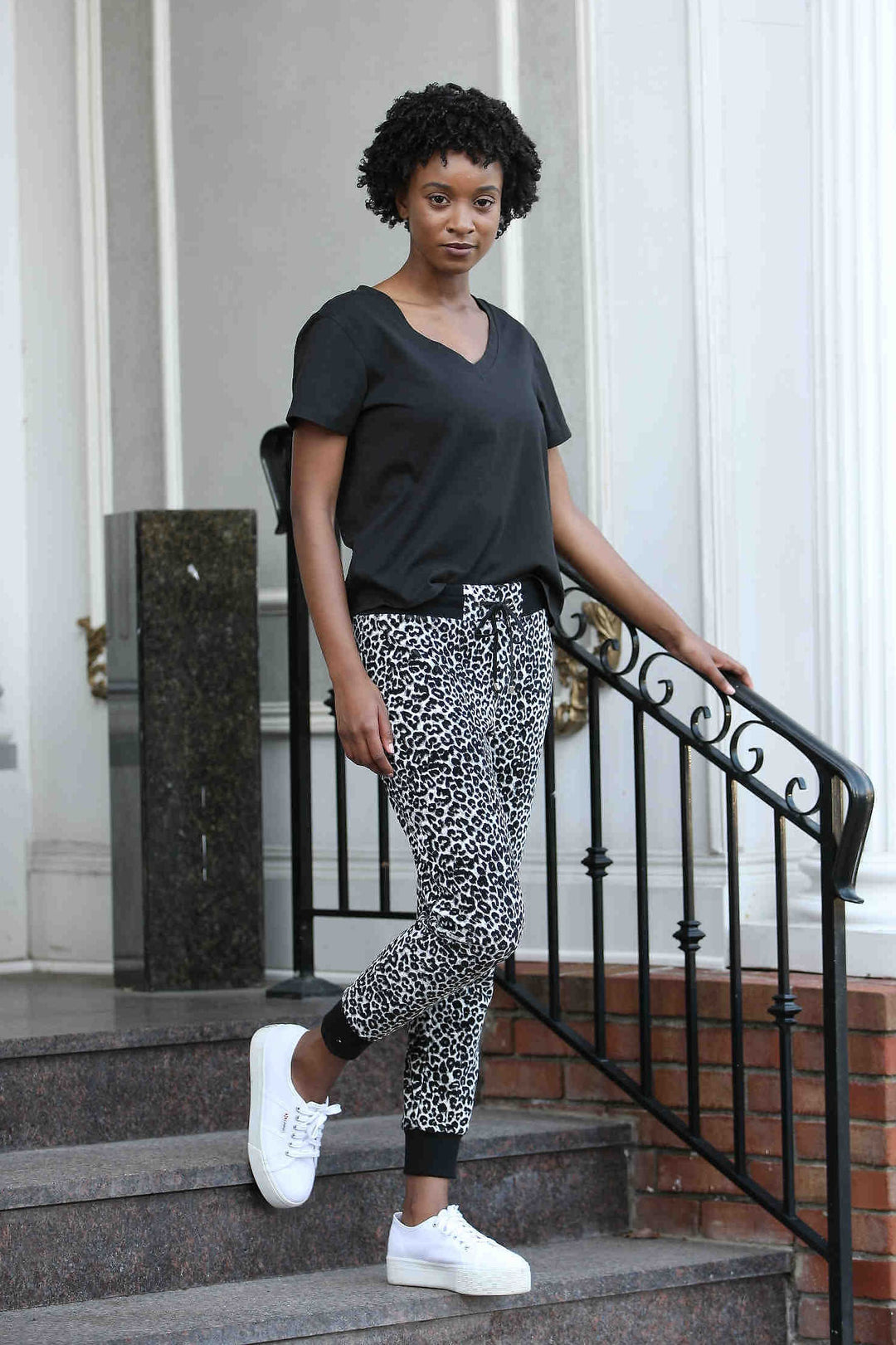 Kiara Leopard Print Velour Jogger