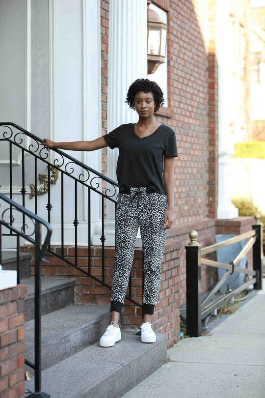 Kiara Leopard Print Velour Jogger