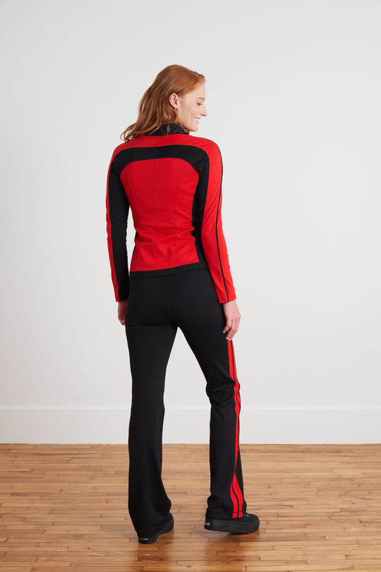 Zuri Active 2 PC Color Block Set with Piping Detail (Red/Black) - Marolli