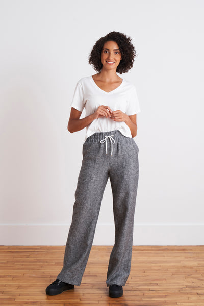 Ella Laundered Linen Pant (Charcoal) - Marolli