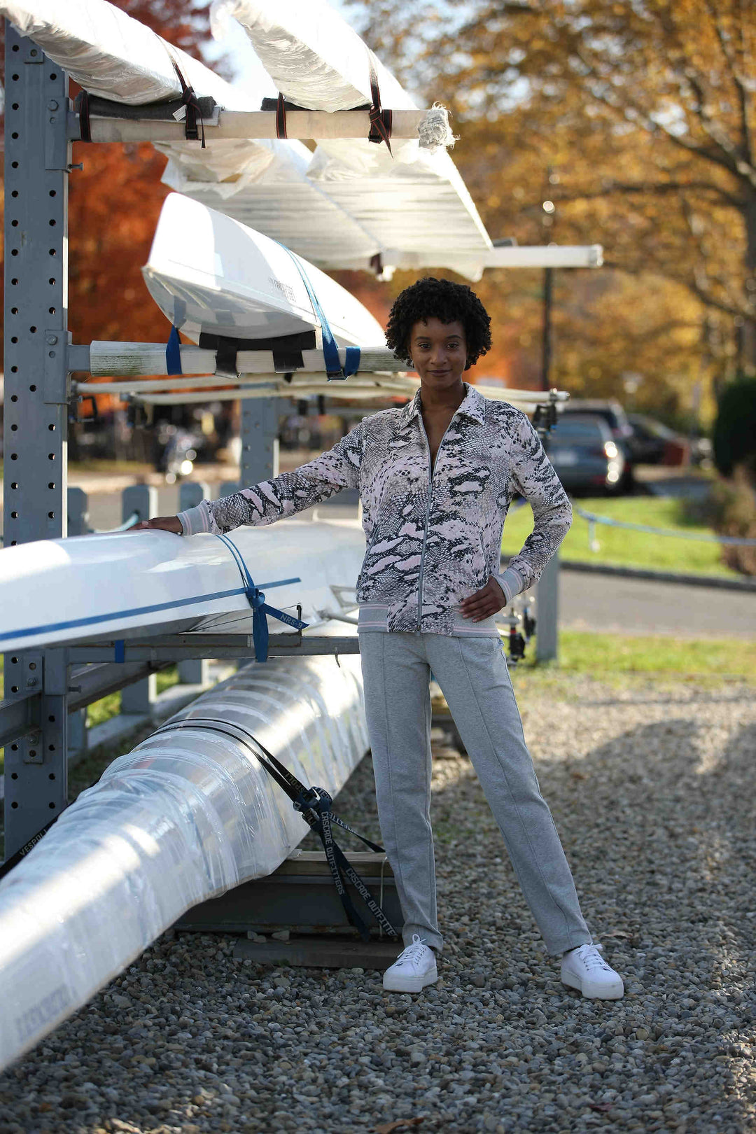 Marolli Priya Velour Python Print Jacket with French Terry Pant