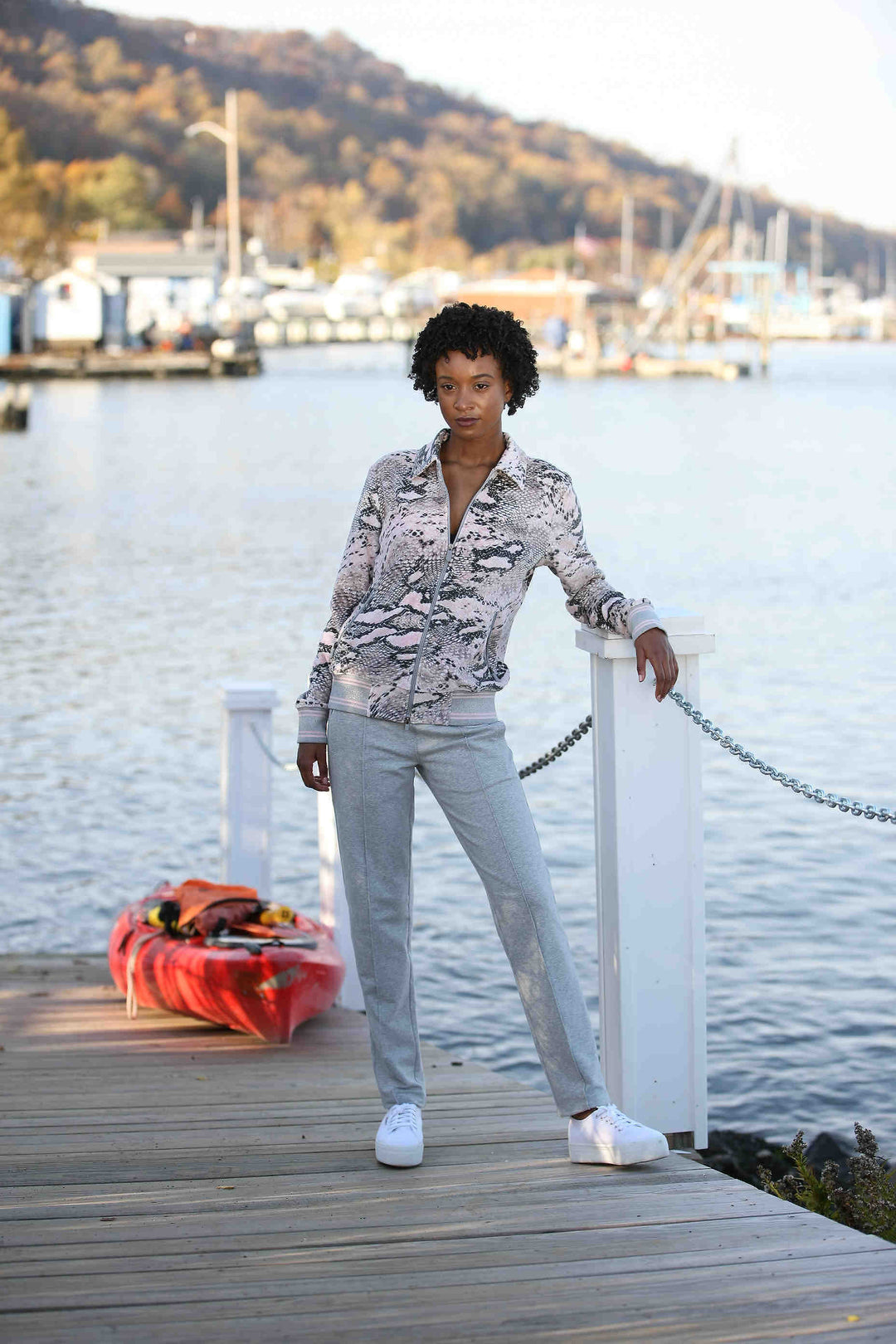 Marolli Priya Velour Python Print Jacket with French Terry Pant