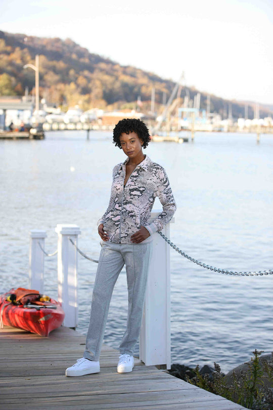 Marolli Priya Velour Python Print Jacket with French Terry Pant